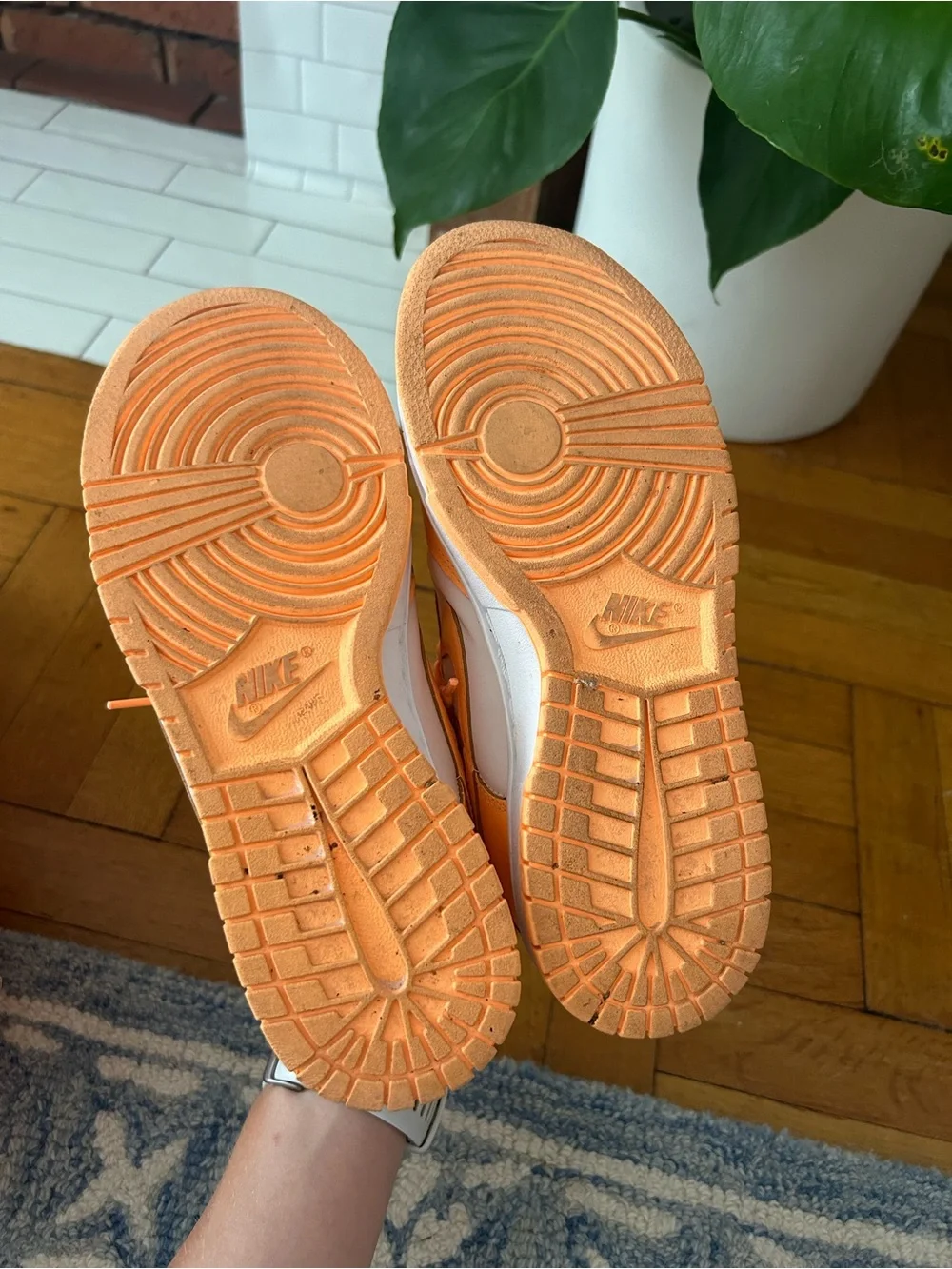 Nike Women's Orange and Cream Dunk Low Sneakers